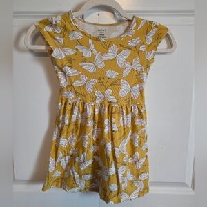 Carter's Yellow Floral Flutter-Sleeve butterfly Cotton Dress